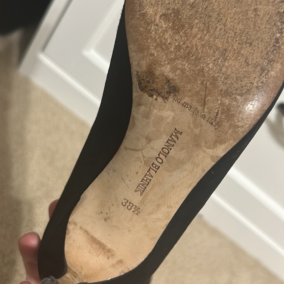 Manolo blahnik bb black suede pointed toe pump 7.5 EU 38.5 - Picture 7 of 9